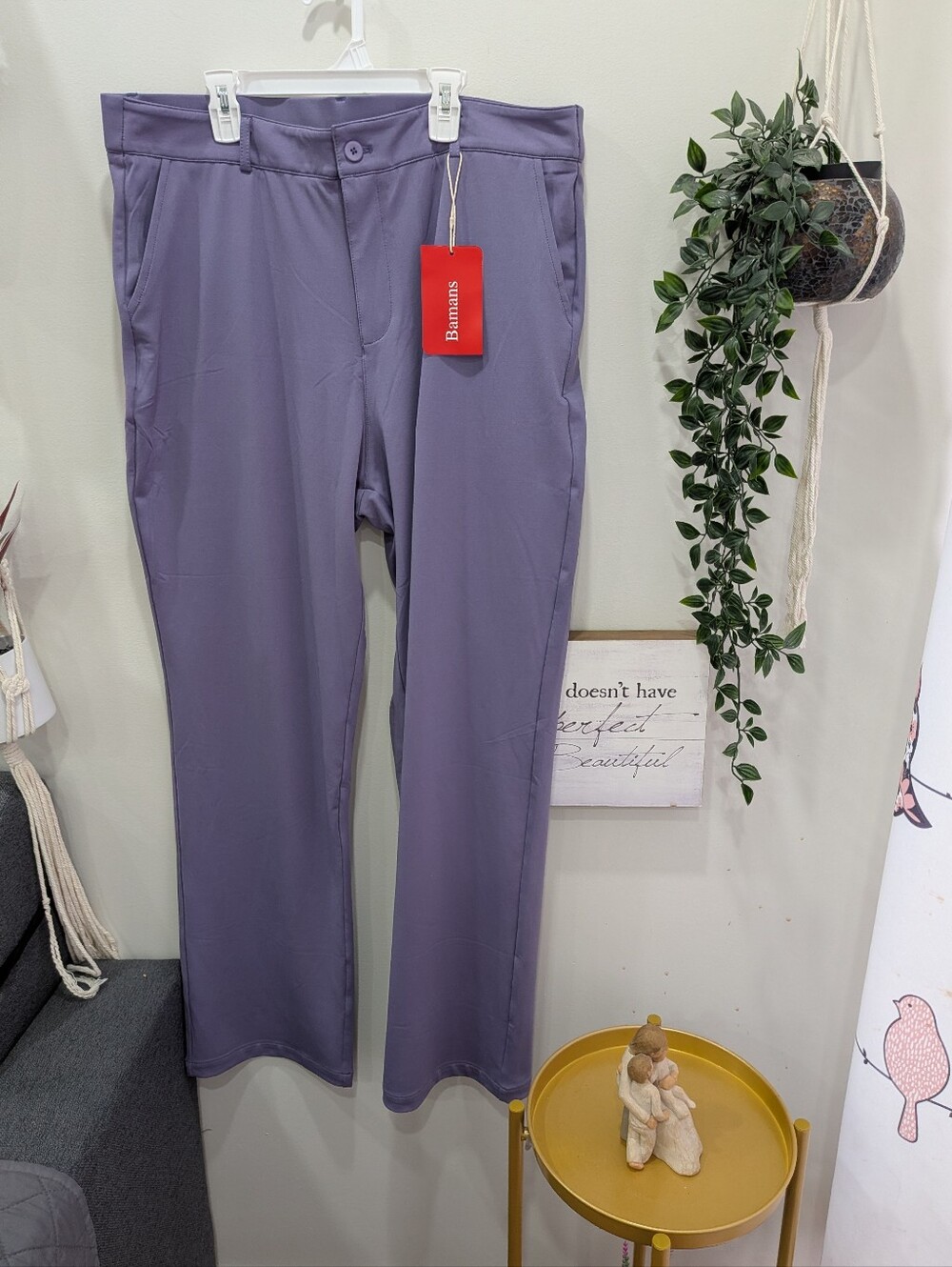 BNWT Plus Size Lavender High Waisted Straight-Leg Pants For Women